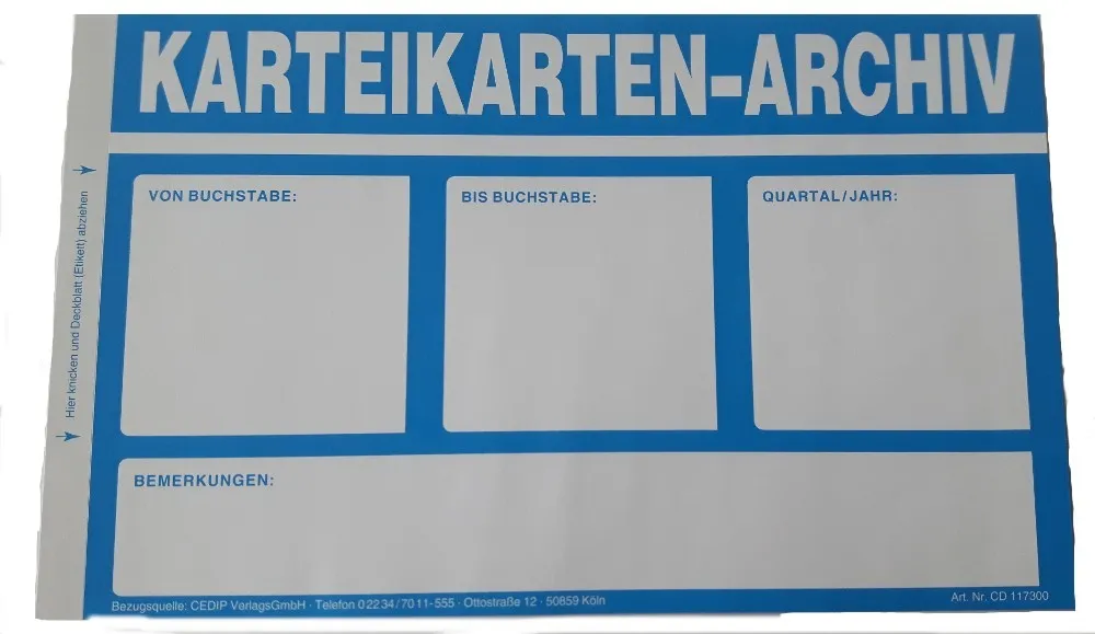 Aufkleber Archivkartons Aufkleber für Archiv-Kartons