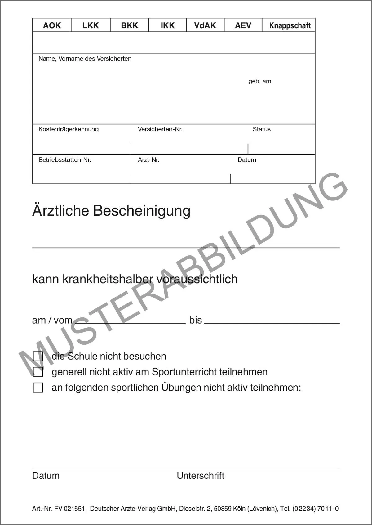 Attest für Schüler Ärztliche Bescheinigung für Schüler