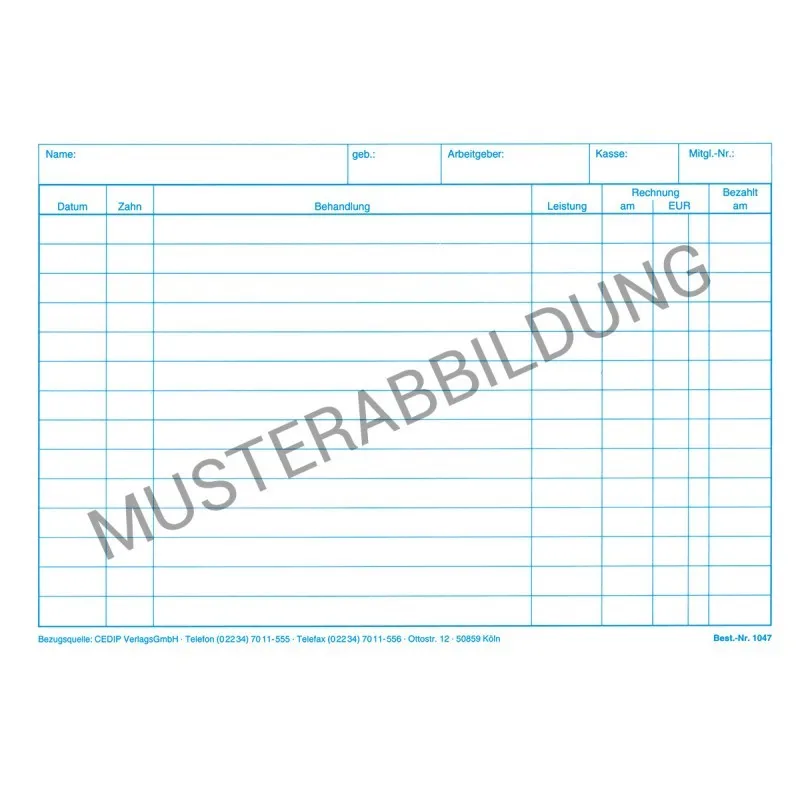 Einlegekarten Zahnarzt Einlegekarten für Zahnärzte im Format DIN A5, beidseitig liniert mit ausreichend Platz für Notizen. Diese Karten enthalten alle wichtigen Informationen zur Patientendokumentation und sind in einer Verpackungseinheit von 500 Stück erhältlich.