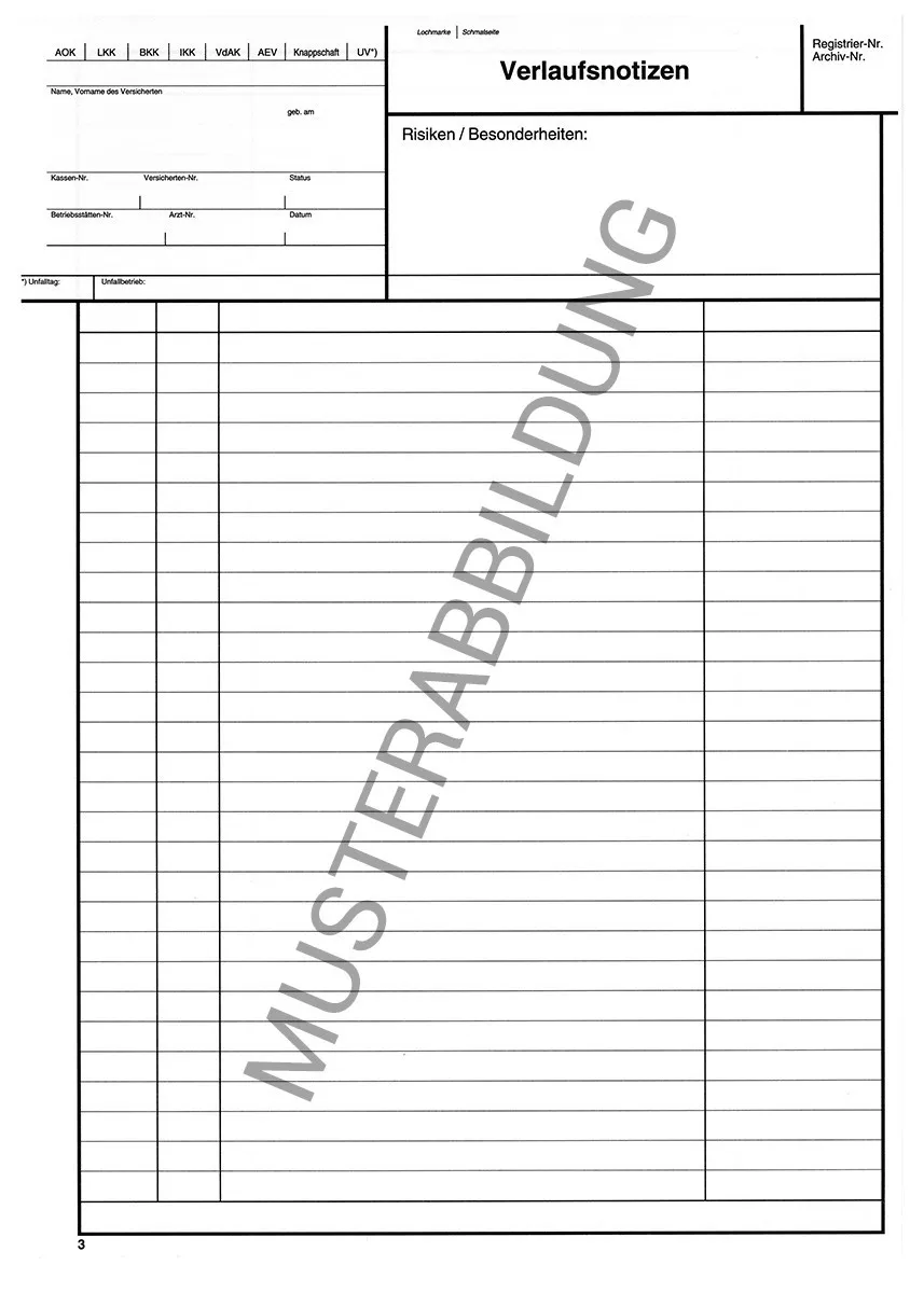 Verlaufsnotizen Praktische Notizbögen im DIN A4 Format, ideal zum Einlegen oder Heften in Ihre Karteimappe. Die zweiseitig bedruckten, weißen Bögen bieten ausreichend Platz für Ihre Anmerkungen und Dokumentationen.