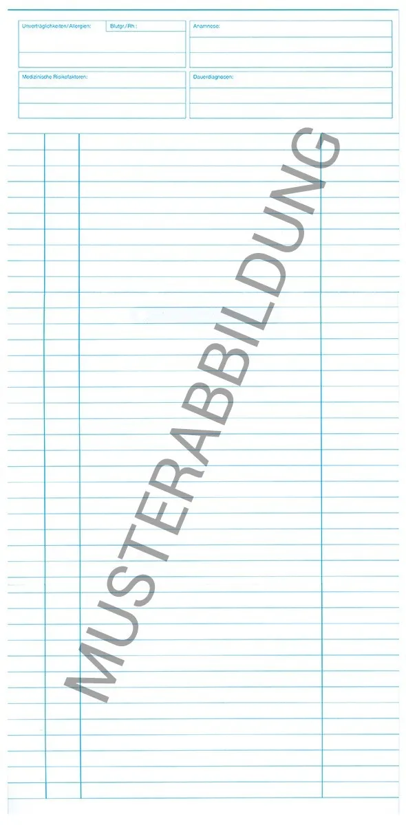 SIMPLEX Karteikarte Standard SIMPLEX Karteikarte Standard Allgemein zur optimalen Patientendokumentation. Diese ungefalzte Karteikarte im Format DIN A5 ist zweimal genutet, um das Falten zu erleichtern, und wird in einer Verpackungseinheit von 250 Stück geliefert.