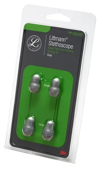 Littmann Ersatzteil-Set Ohroliven 2 Ersatzteile-Set in der Verpackung mit vier weichen Ohroliven in grau.