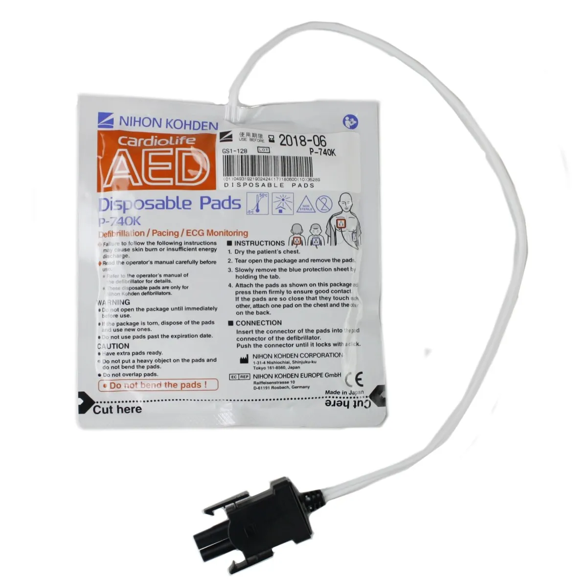 Defibrillator PADs Defibrillator PADs mit Einweisung auf der Verpackung.