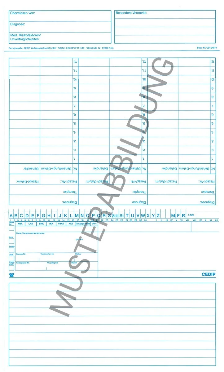 Simplex Karteikarte Physiotherapeut