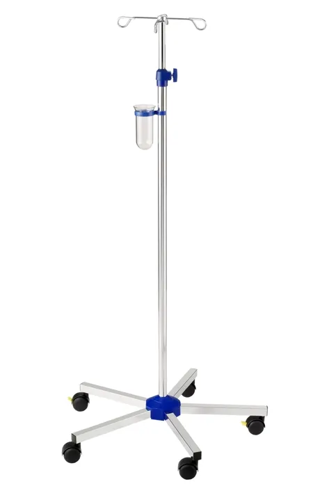 Infusionsständer verchromt ohne Beschwerung, Doppellaufrollen Infusionsständer verchromt ohne Beschwerung, Doppellaufrollen