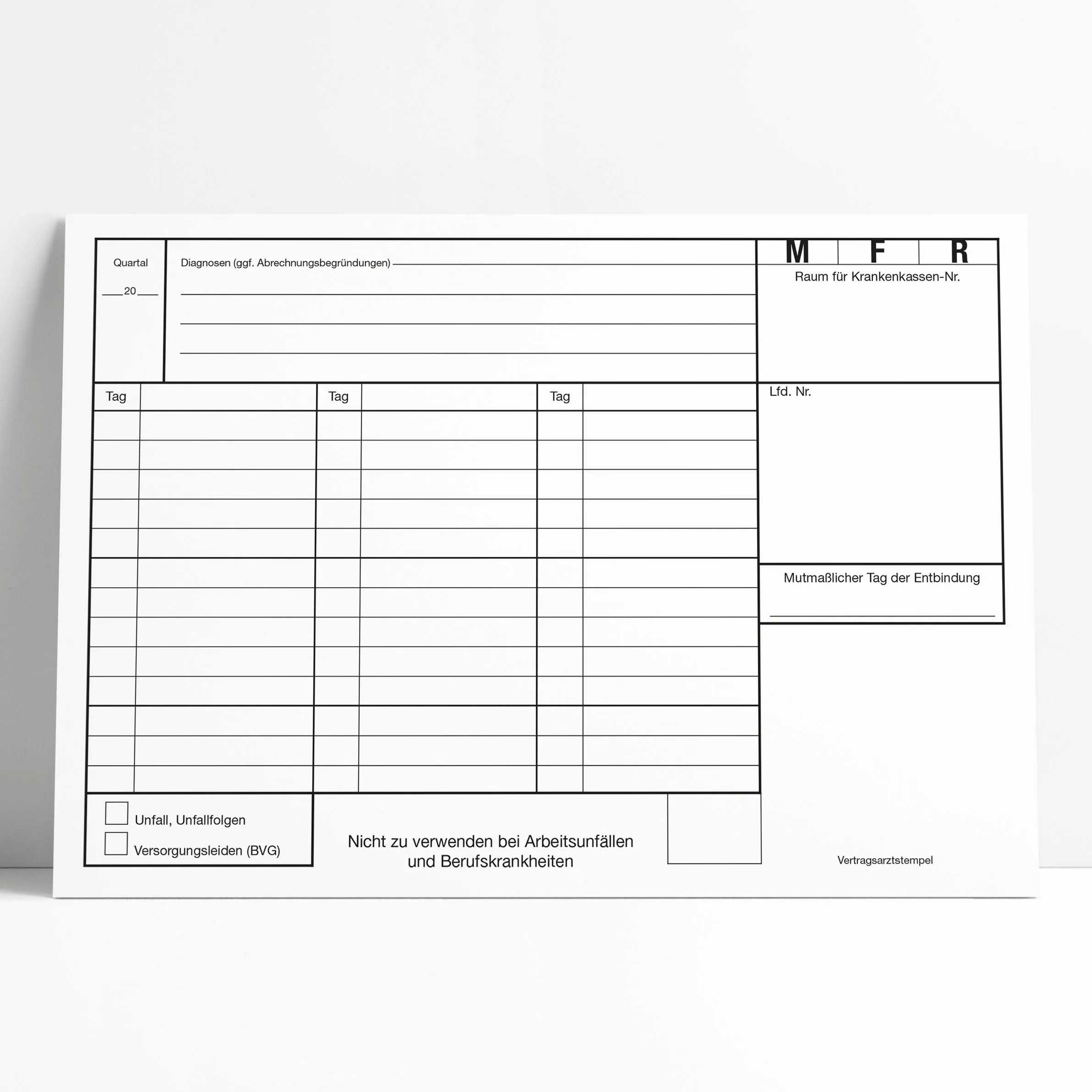 Abrechnungsblatt Krankenkasse DIN A5