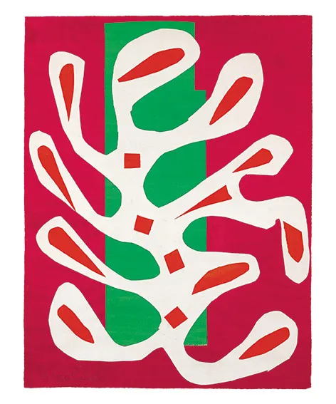 Matisse, Weiße Alge auf rotem und grünem Grund, 1947 Matisse, Weiße Alge auf rotem und grünem Grund, 1947